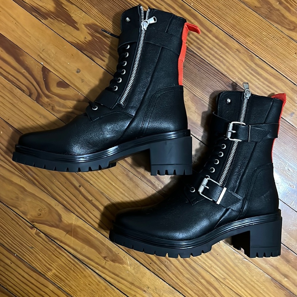 Black- Size 10: CHARLES BY CHARLES DAVID
Clout Leather Combat Boots